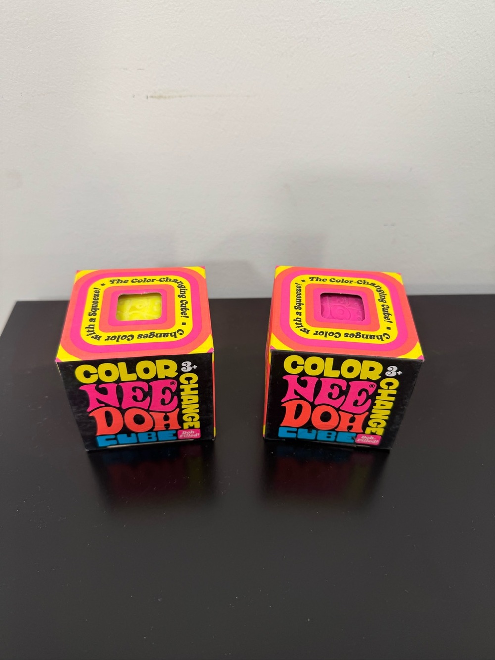 NeeDoh Schylling Color-Changing Cube Doh-Filled set of 2 (Yellow & Pink) SEALED
